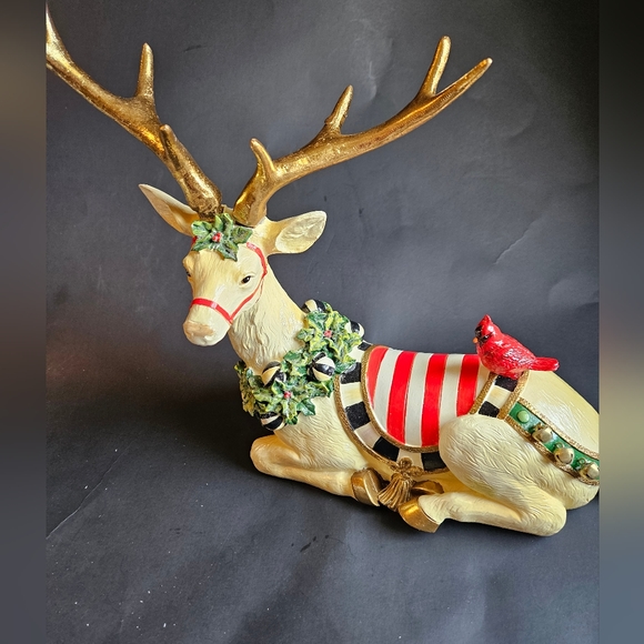 MacKenzie-Childs Other - Mackenzie Childs White Jolly Deer Sitting